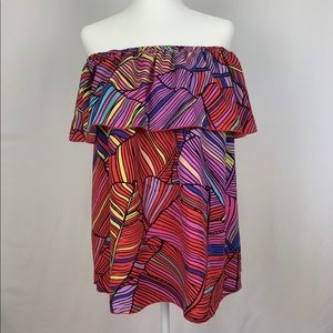 Catherine Malandrino Multi-color Flounce Blouse Size Medium